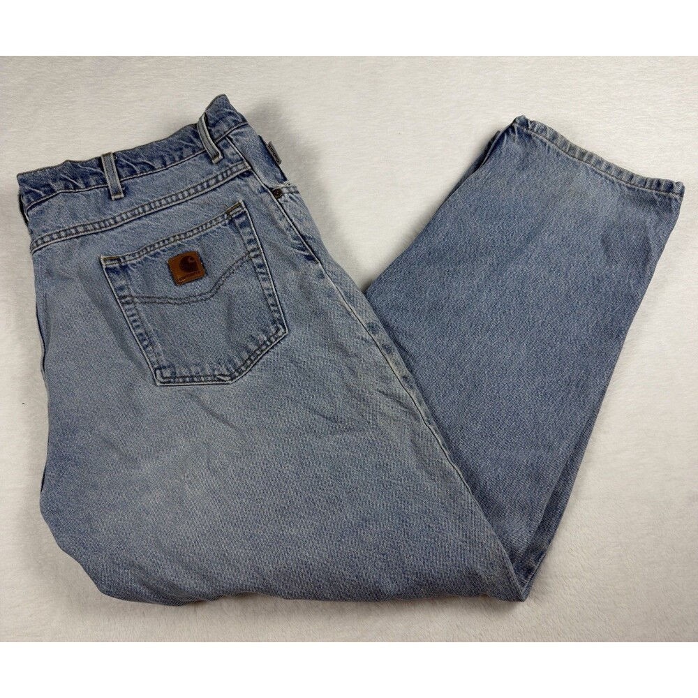 Vintage Carhartt B17 DST Light Wash Denim Jeans USA Made Relaxed Fit 44x30